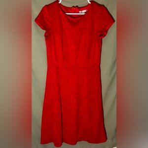Sandra Darren Textured Fit & Flare Vibrant Red Dress~ SZ 8 ~
